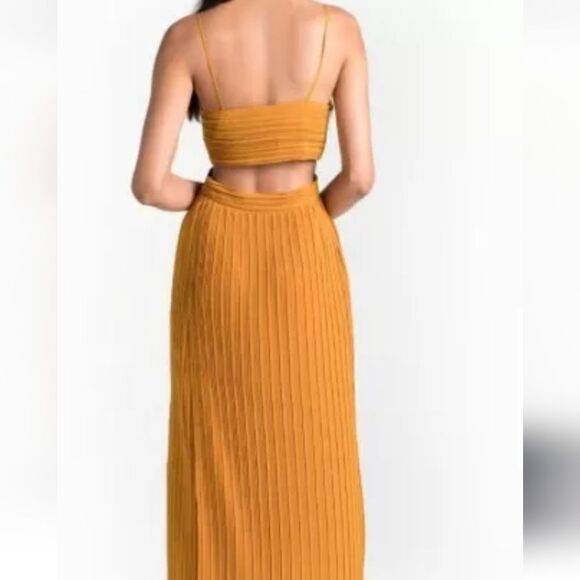 A. L. C Sienna Accordion Pleated Dress in Marigold - Picture 9 of 11